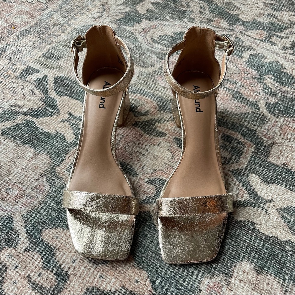 Abound Metallic Gold Block Heel Sandals 8